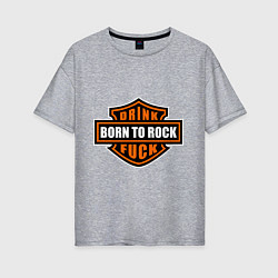 Футболка оверсайз женская Born to rock, цвет: меланж