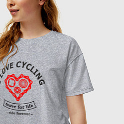 Футболка оверсайз женская I Love Cycling, цвет: меланж — фото 2