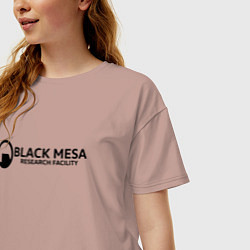 Футболка оверсайз женская Black Mesa: Research Facility, цвет: пыльно-розовый — фото 2
