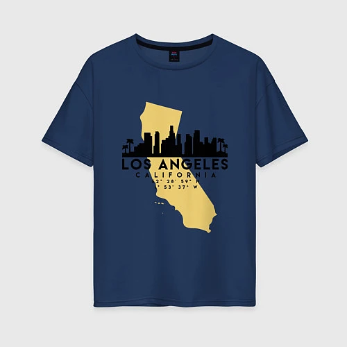 Женская футболка оверсайз Лос-Анджелес - США / Тёмно-синий – фото 1