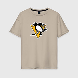 Футболка оверсайз женская Pittsburgh Penguins: Evgeni Malkin, цвет: миндальный