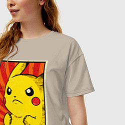 Футболка оверсайз женская Pikachu: Pika Pika, цвет: миндальный — фото 2