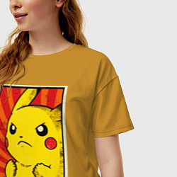 Футболка оверсайз женская Pikachu: Pika Pika, цвет: горчичный — фото 2