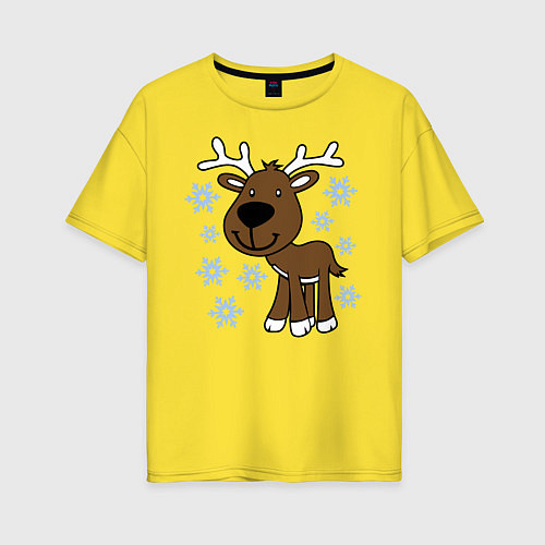Женская футболка оверсайз Олень в снегу / Желтый – фото 1