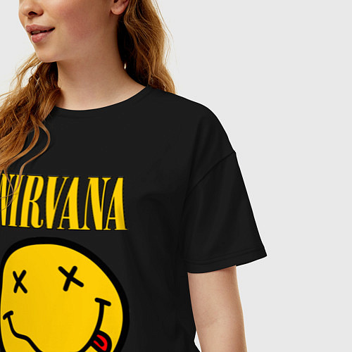 Женская футболка оверсайз NIRVANA / Черный – фото 3