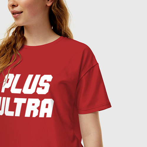 Женская футболка оверсайз MHA - PLUS ULTRA белый / Красный – фото 3