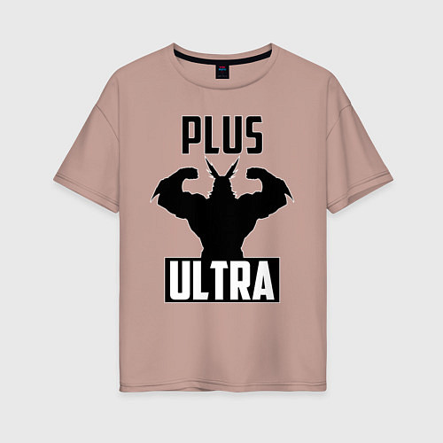 Женская футболка оверсайз PLUS ULTRA черный / Пыльно-розовый – фото 1