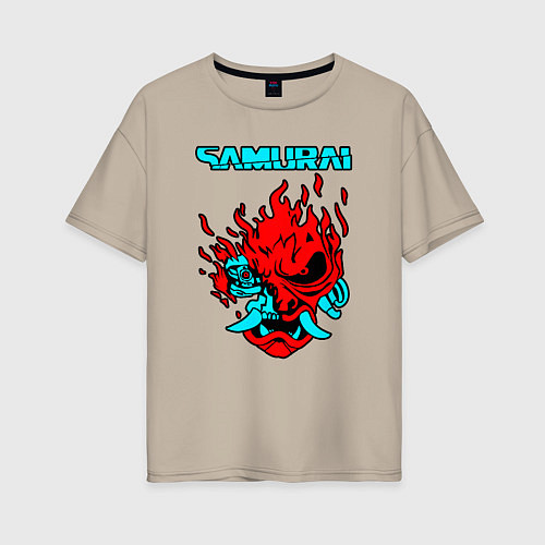 Женская футболка оверсайз SAMURAI KEANU REEVES / Миндальный – фото 1