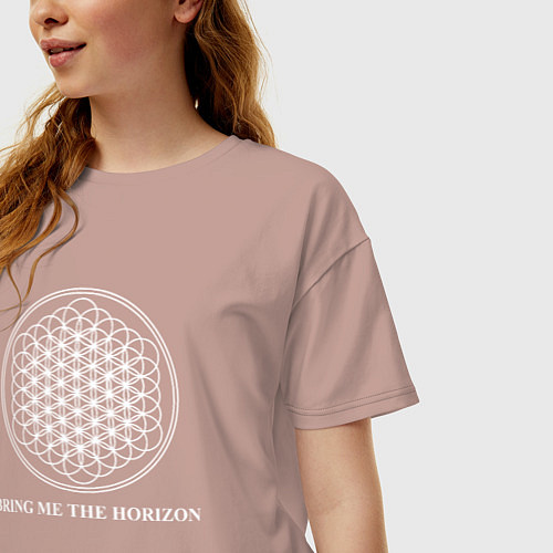 Женская футболка оверсайз BRING ME THE HORIZON / Пыльно-розовый – фото 3