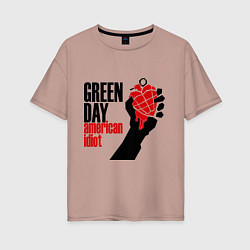 Футболка оверсайз женская Green Day: American idiot, цвет: пыльно-розовый