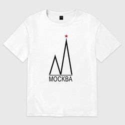 Футболка оверсайз женская Москва-чёрный логотип-2, цвет: белый