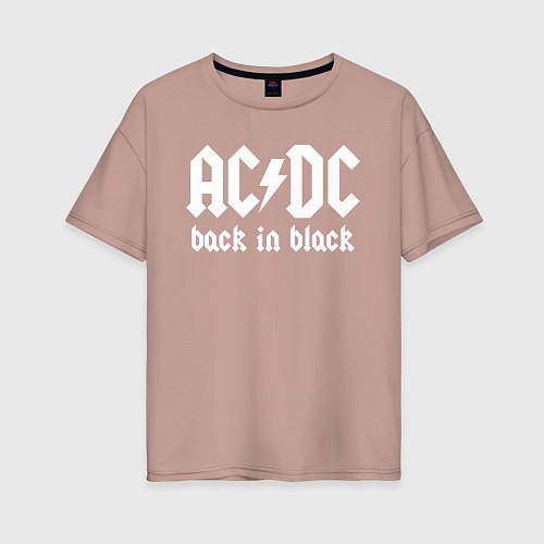 Женская футболка оверсайз ACDC BACK IN BLACK / Пыльно-розовый – фото 1