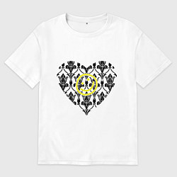 Футболка оверсайз женская Шерлок Сердце и Смайлик, цвет: белый