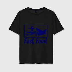 Футболка оверсайз женская Shark fast food, цвет: черный