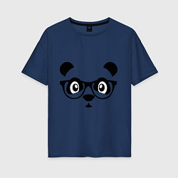 Футболка оверсайз женская Панда в очках, цвет: тёмно-синий