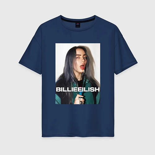 Женская футболка оверсайз Billie Eilish / Тёмно-синий – фото 1