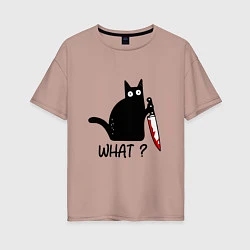 Женская футболка оверсайз What cat