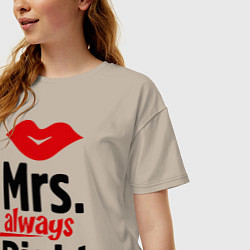 Футболка оверсайз женская Mrs. always right, цвет: миндальный — фото 2