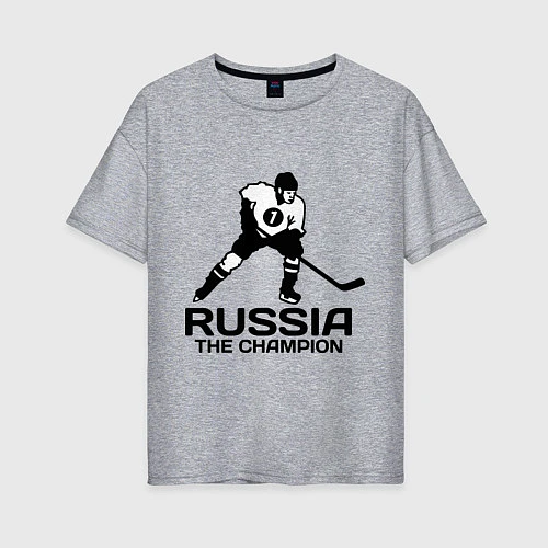 Женская футболка оверсайз Russia: Hockey Champion / Меланж – фото 1