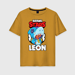 Женская футболка оверсайз BRAWL STARS LEON SHARK