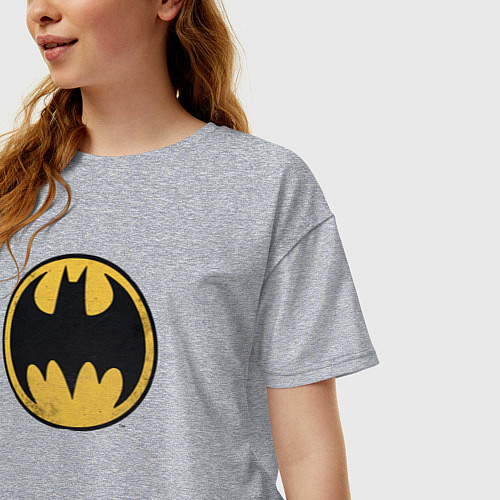 Женская футболка оверсайз Batman Sign / Меланж – фото 3