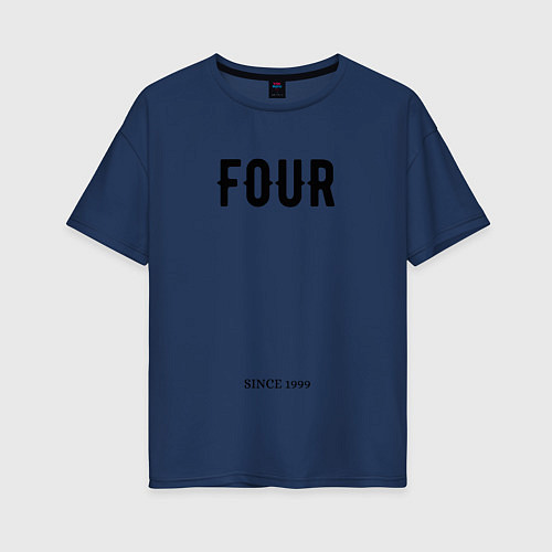 Женская футболка оверсайз FOUR / Тёмно-синий – фото 1