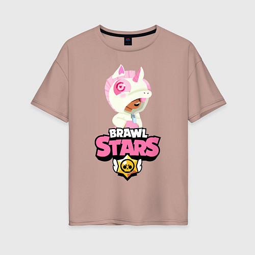 Женская футболка оверсайз Brawl Stars Leon Unicorn / Пыльно-розовый – фото 1