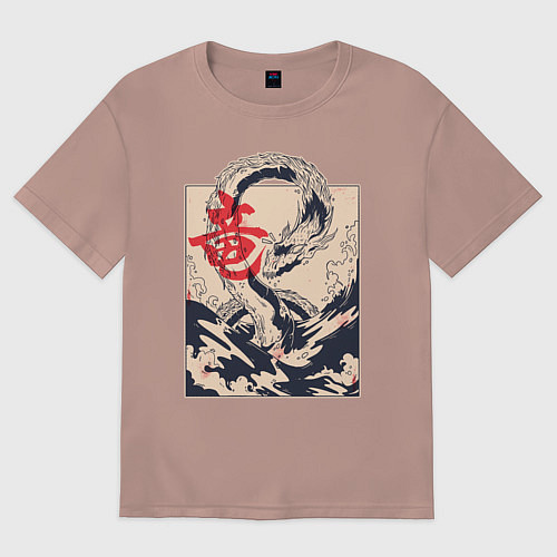 Женская футболка оверсайз Дракон / Пыльно-розовый – фото 1