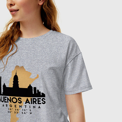 Женская футболка оверсайз Буэнос-Айрес Аргентина / Меланж – фото 3