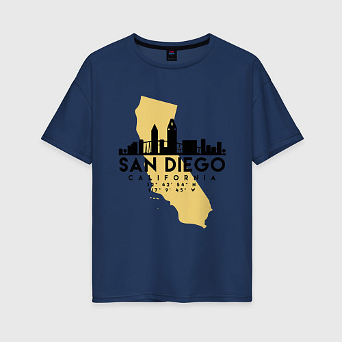 Женская футболка оверсайз Сан-Диего Калифрния / Тёмно-синий – фото 1