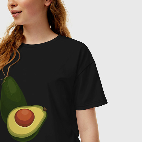 Женская футболка оверсайз Авокадо / Черный – фото 3