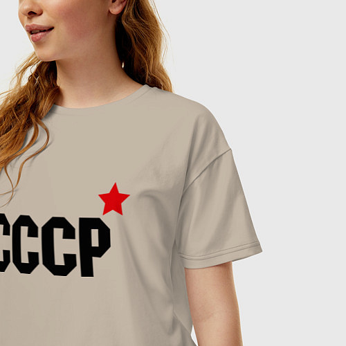 Женская футболка оверсайз СССР / Миндальный – фото 3