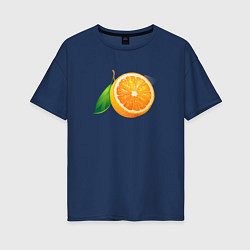 Футболка оверсайз женская Апельсин, цвет: тёмно-синий