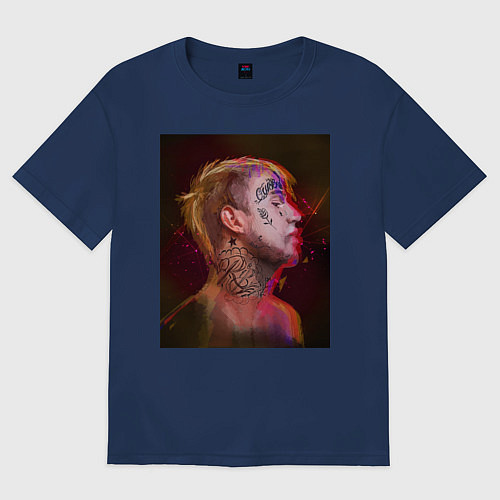 Женская футболка оверсайз Lil peep / Тёмно-синий – фото 1