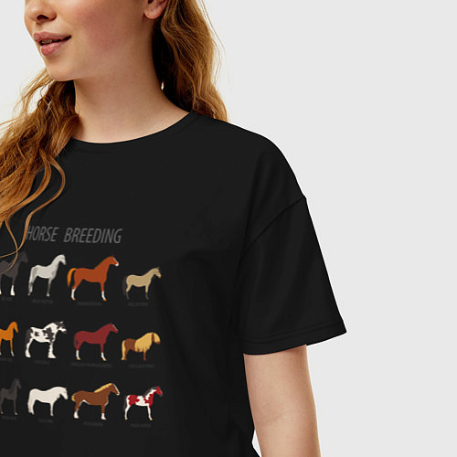 Женская футболка оверсайз HORSE BREEDING / Черный – фото 3