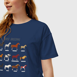 Футболка оверсайз женская HORSE BREEDING, цвет: тёмно-синий — фото 2