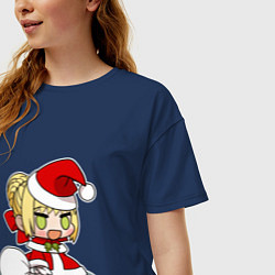 Футболка оверсайз женская Padoru Padoru мем, цвет: тёмно-синий — фото 2