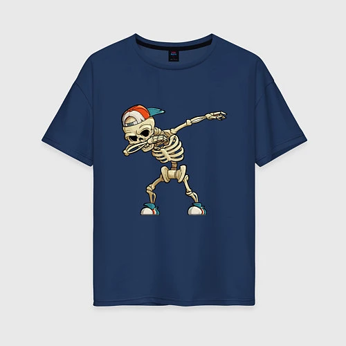 Женская футболка оверсайз Dab Skeleton / Тёмно-синий – фото 1