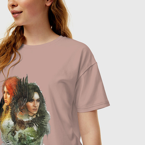 Женская футболка оверсайз Ведьмак: Трис и Йеннифер / Пыльно-розовый – фото 3