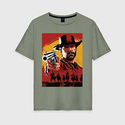 Футболка оверсайз женская Red dead redemption 2, цвет: авокадо