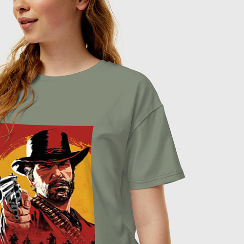 Женская футболка оверсайз Red dead redemption 2 / Авокадо – фото 3