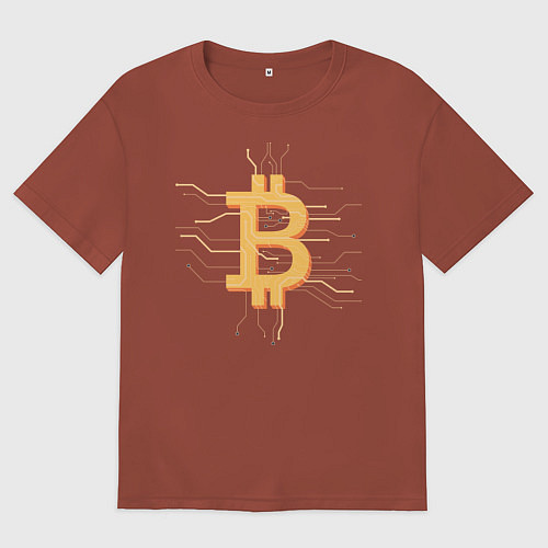 Женская футболка оверсайз Биткоин / Кирпичный – фото 1