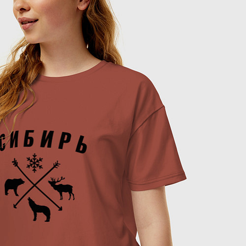 Женская футболка оверсайз Сибирь / Кирпичный – фото 3