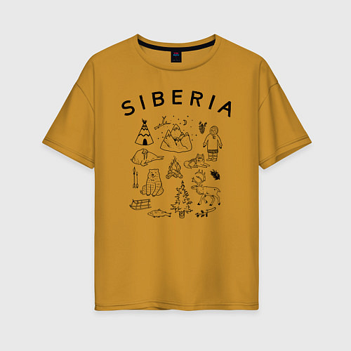 Женская футболка оверсайз Siberia / Горчичный – фото 1