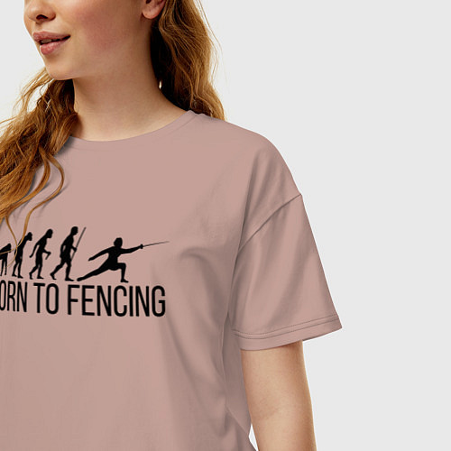 Женская футболка оверсайз Born to Fencing / Пыльно-розовый – фото 3