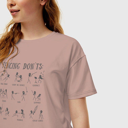 Женская футболка оверсайз Fencing donts / Пыльно-розовый – фото 3