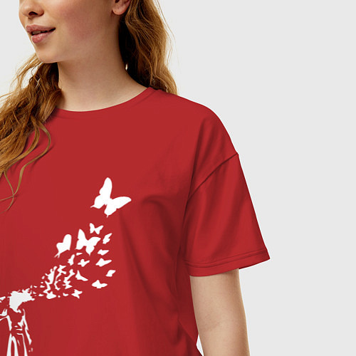 Женская футболка оверсайз Banksy / Красный – фото 3