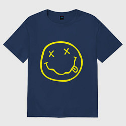 Футболка оверсайз женская NIRVANA на спине, цвет: тёмно-синий