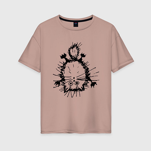 Женская футболка оверсайз Котик / Пыльно-розовый – фото 1