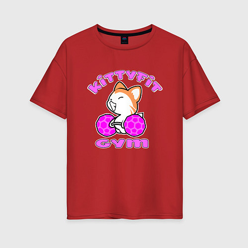 Женская футболка оверсайз Kittyfit Gym / Красный – фото 1